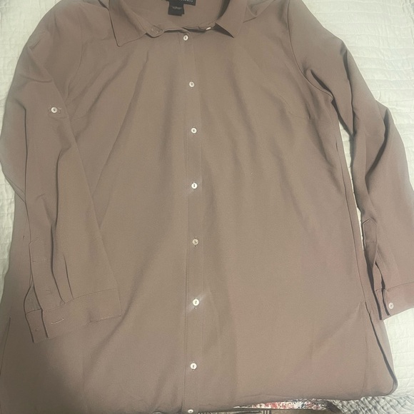 Grace Elements brown button down top size xl - Picture 3 of 5